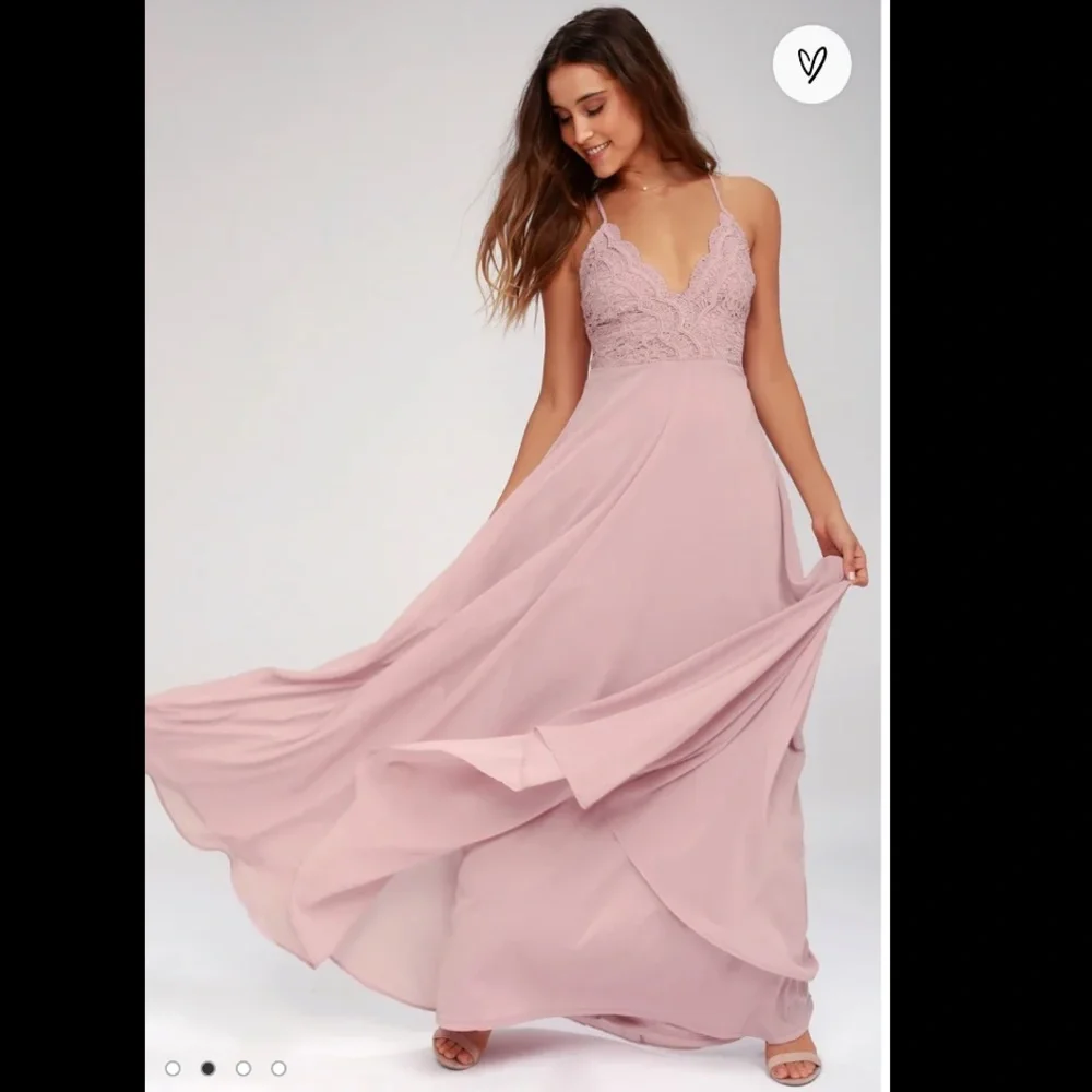 NWT LuLus Madalyn Dusty Lavender Lace Maxi Dress M - Picture 1 of 13